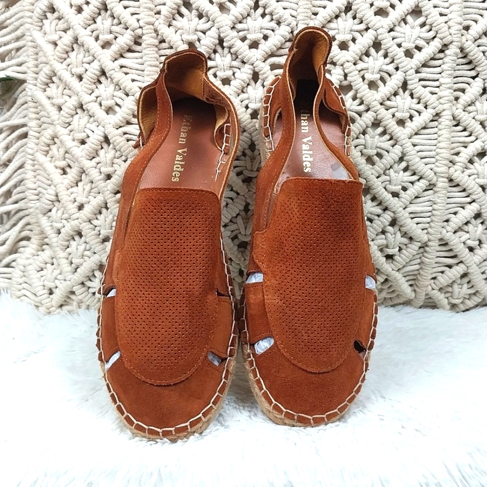 Women Flat Sole Slip On Leather Suede Espadrilles size 8